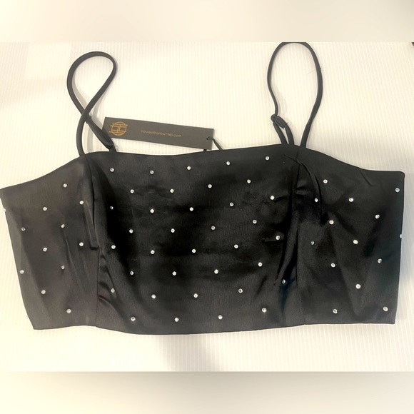 House of Harlow 1960 Cropped Rhinestones Embellished Top - Picture 1 of 11
